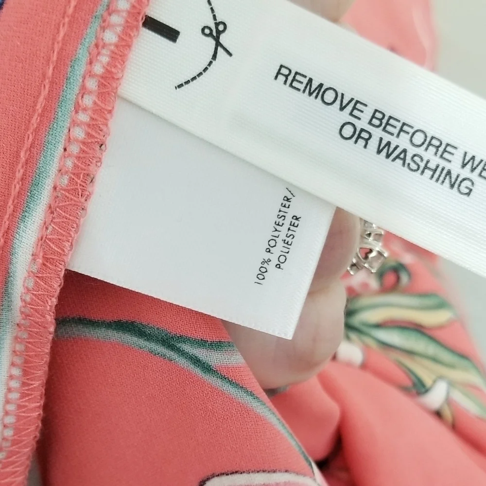 Ann Taylor Coral Oasis dress floral sleeveless flared women's size 0 - Picture 7 of 7